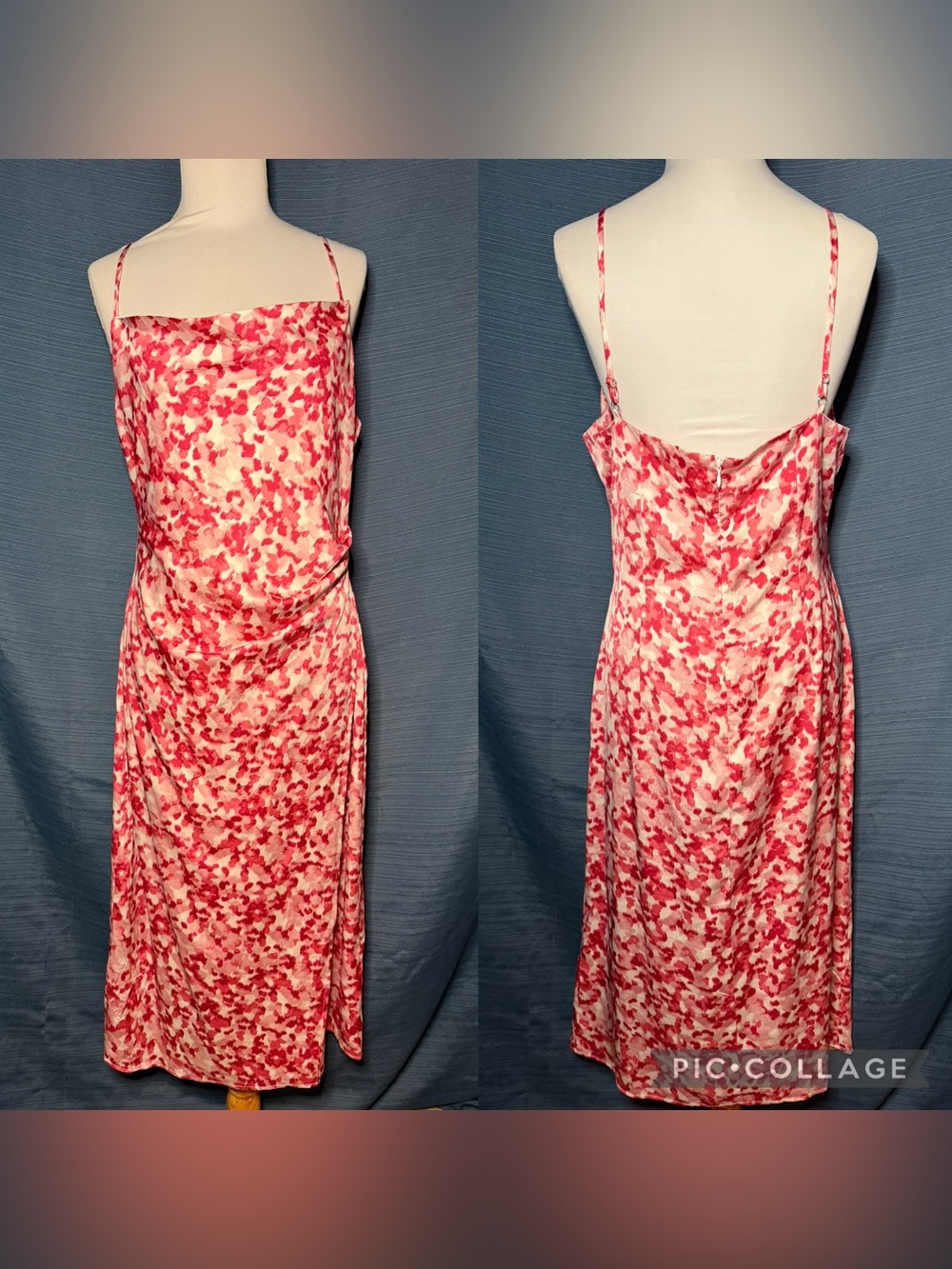 Nicole Miller Pink & White Floral Midi Slip Dress